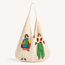 Load image into Gallery viewer, Crochet Tote bag | کیف دو دختر

